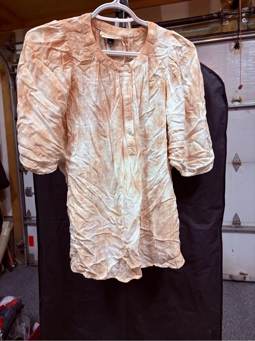 Universal Thread Cream Puff-Sleeve Buttoned Peasant Top